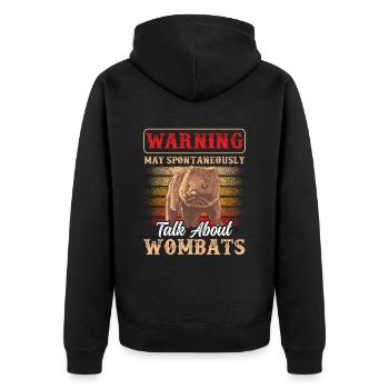Redet über Wombat Australien Beuteltier - Unisex Premium Bio Zip Hoodie - Schwarz - Hinten - Nico (187cm)