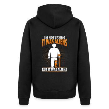 Amputiertes Bein Beinprothese Prothese Amputation - Unisex Premium Bio Zip Hoodie - Schwarz - Hinten - Nico (187cm)