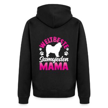 Weltbeste Samojede Mama Samojedenspitz - Unisex Premium Bio Zip Hoodie - Schwarz - Hinten - Nico (187cm)