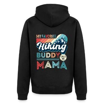 Mein Lieblingswanderfreund nennt mich Mama Hiker Mom - Unisex Premium Bio Zip Hoodie - Schwarz - Hinten - Nico (187cm)