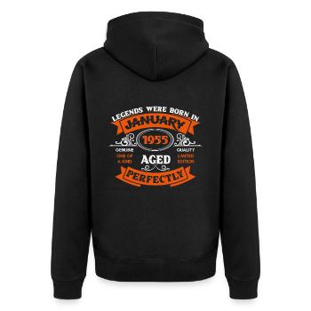 Legends Were Born In January 1955 Birthday - Unisex Premium Bio Zip Hoodie - Schwarz - Hinten - Nico (187cm)