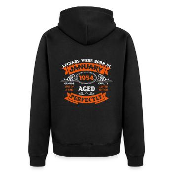 Legends Were Born In January 1954 Birthday - Unisex Premium Bio Zip Hoodie - Schwarz - Hinten - Nico (187cm)