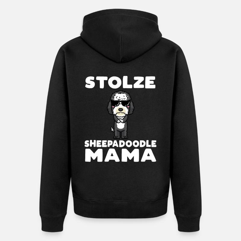 Stolze Sheepadoodle Mama - Unisex Premium Bio Zip Hoodie - Schwarz