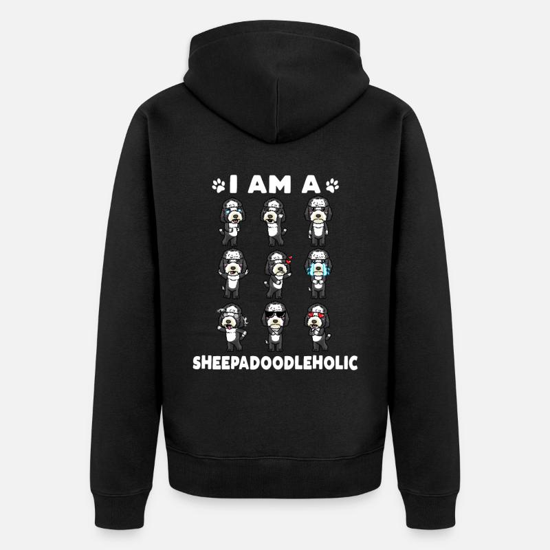 Sheepadoodle Hund - Unisex Premium Bio Zip Hoodie - Schwarz