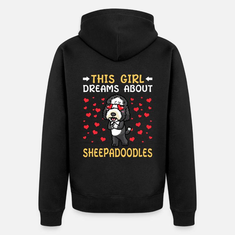 Sheepadoodle Hund - Unisex Premium Bio Zip Hoodie - Schwarz