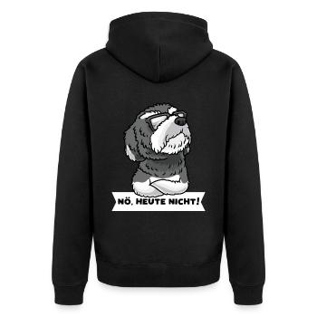 Schnoodle Hund Mit Sonnenbrille Stur - Unisex Premium Bio Zip Hoodie - Schwarz - Hinten - Nico (187cm)