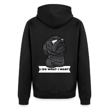 Schnoodle Hund Mit Sonnenbrille - Unisex Premium Bio Zip Hoodie - Schwarz - Hinten - Nico (187cm)