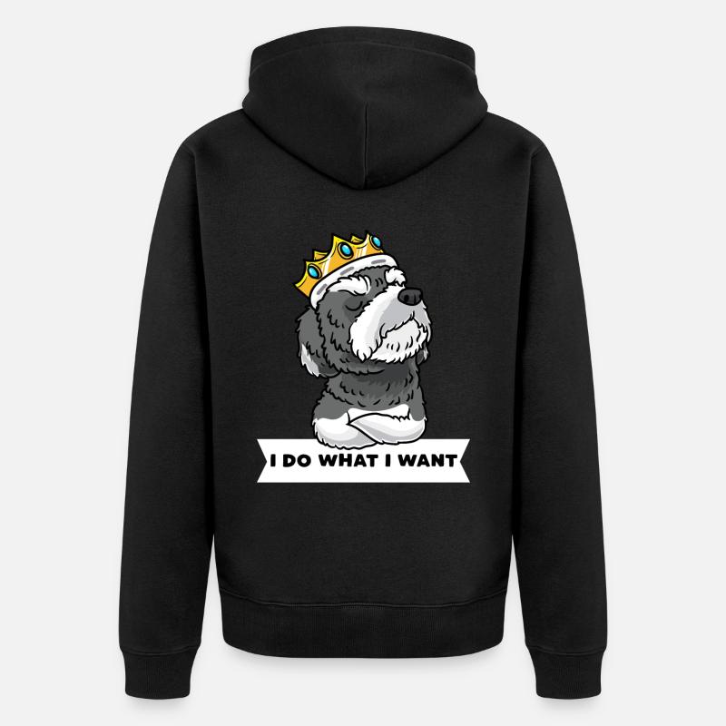 Schnoodle Hund Mit Krone - Unisex Premium Bio Zip Hoodie - Schwarz
