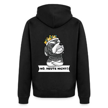 Schnoodle Hund Mit Krone Stur - Unisex Premium Bio Zip Hoodie - Schwarz - Hinten - Nico (187cm)