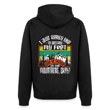 Wandern In Den Bergen Wandern Liebhaber Camper - Unisex Premium Bio Zip Hoodie - Schwarz - Hinten - Nico (187cm)