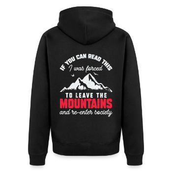 Bergwandern Outdoor Camper Wandern Naturliebhaber - Unisex Premium Bio Zip Hoodie - Schwarz - Hinten - Nico (187cm)