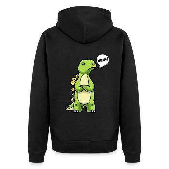 Sturköpfiger Stegosaurus Dinosaurier Der Nein Sagt - Unisex Premium Bio Zip Hoodie - Schwarz - Hinten - Nico (187cm)