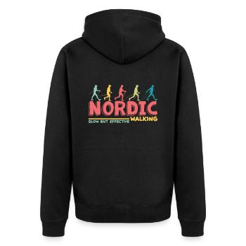 La marche nordique est un sport lent mais efficace - Veste à capuche bio Premium Unisexe - noir - Dos - Nico (187cm)