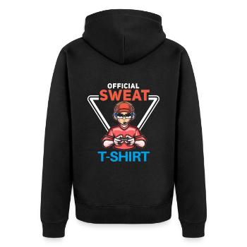 For official sweaters funny for gamers - Unisex Premium Organic Zip Hoodie - black - Back - Nico (187cm)