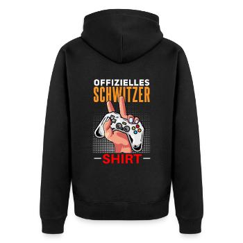 For official sweaters funny for gamers - Unisex Premium Organic Zip Hoodie - black - Back - Nico (187cm)