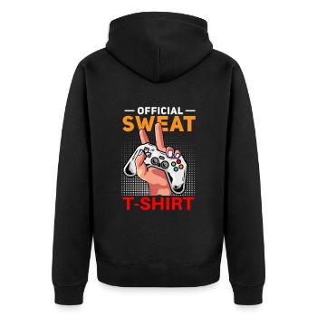 For official sweaters funny for gamers - Unisex Premium Organic Zip Hoodie - black - Back - Nico (187cm)
