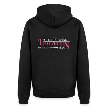 Willst Du Meine Trauzeugin Sein? - Hochzeit Braut - Unisex Premium Bio Zip Hoodie - Schwarz - Hinten - Nico (187cm)
