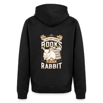 Lire des livres et caresser mon lapin. - Veste à capuche bio Premium Unisexe - noir - Dos - Nico (187cm)