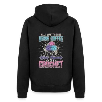 Kaffee-pyjamas Und Häkeln - Love Crocheting - Unisex Premium Bio Zip Hoodie - Schwarz - Hinten - Nico (187cm)