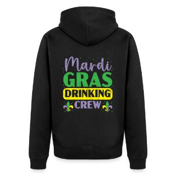 Mardi Gras Drinking Crew Shenanigan Alkoholiker - Unisex Premium Bio Zip Hoodie - Schwarz - Hinten - Nico (187cm)
