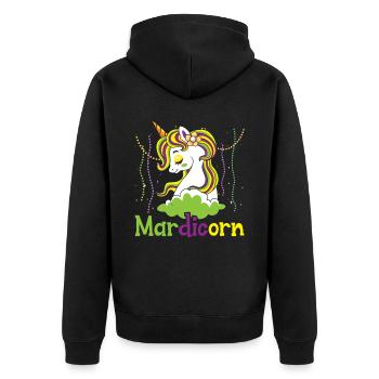 Célébration de Mardi Gras de l’amoureux de la licorne Mardicorn - Veste à capuche bio Premium Unisexe - noir - Dos - Nico (187cm)