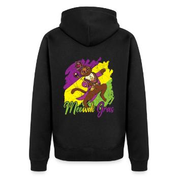 Meowdi Gras Cat Lover Mardi Gras Celebration - Unisex Premium Organic Zip Hoodie - black - Back - Nico (187cm)