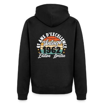 Vintage Cadeau D'anniversaire 61 Ans Vintage 1962 - Veste à capuche bio Premium Unisexe - noir - Dos - Nico (187cm)