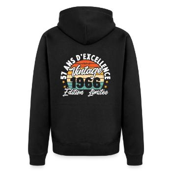 Vintage Cadeau D'anniversaire 57 Ans Vintage 1966 - Veste à capuche bio Premium Unisexe - noir - Dos - Nico (187cm)