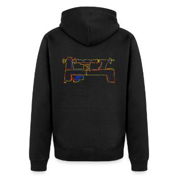 Turner lathe machine lathe - Unisex Premium Organic Zip Hoodie - black - Back - Nico (187cm)