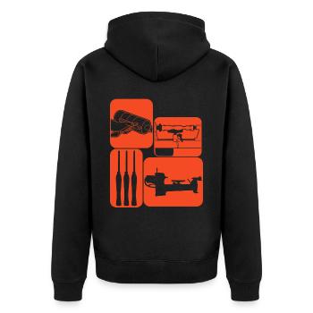 Machine de tournage sur bois - Veste à capuche bio Premium Unisexe - noir - Dos - Nico (187cm)