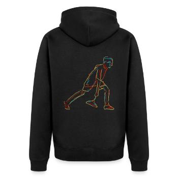 Stockschießen Stocksport Stockschütze - Unisex Premium Bio Zip Hoodie - Schwarz - Hinten - Nico (187cm)