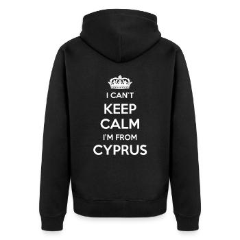 Ich Kann Nicht Ruhig Bleiben, Ich Bin Von Zypern - Unisex Premium Bio Zip Hoodie - Schwarz - Hinten - Nico (187cm)