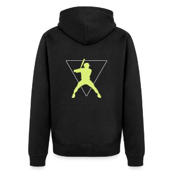 Baseball Logo - Unisex Premium Organic Zip Hoodie - black - Back - Nico (187cm)