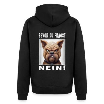 Bevor du fragst nein Hund - Unisex Premium Bio Zip Hoodie - Schwarz - Hinten - Nico (187cm)