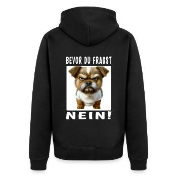Bevor du fragst nein Hund - Unisex Premium Bio Zip Hoodie - Schwarz - Hinten - Nico (187cm)