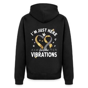 Hearing impaired Deaf childbearing language - Unisex Premium Organic Zip Hoodie - black - Back - Nico (187cm)