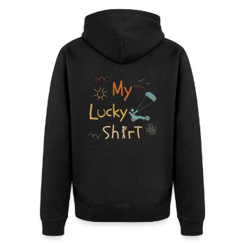 Strand-Kite Windracer Kite-Strandsegler Vintage - Unisex Premium Bio Zip Hoodie - Schwarz - Hinten - Nico (187cm)