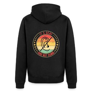 Gehörlos Gehörloser C’est sourd, pas stupide - Veste à capuche bio Premium Unisexe - noir - Dos - Nico (187cm)