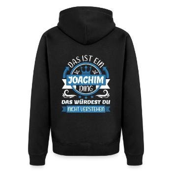 Joachim Name Vorname Namenstag Namensgeschenk - Unisex Premium Bio Zip Hoodie - Schwarz - Hinten - Nico (187cm)