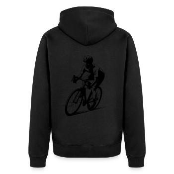 Radfahren Radfahrer Radfahren Radfahrer - Unisex Premium Bio Zip Hoodie - Schwarz - Hinten - Nico (187cm)