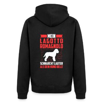 Lagotto Romagnolo schnarcht laut Trüffelhund - Unisex Premium Bio Zip Hoodie - Schwarz - Hinten - Nico (187cm)