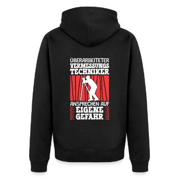 Überarbeiteter Vermessungstechniker Vermesser - Unisex Premium Bio Zip Hoodie - Schwarz - Hinten - Nico (187cm)