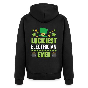 L’électricien le plus chanceux de tous les temps de la Saint-Patrick - Veste à capuche bio Premium Unisexe - noir - Dos - Nico (187cm)