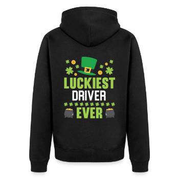 Glücklichster Fahrer aller Zeiten St. Patrick's Saint Pattys - Unisex Premium Bio Zip Hoodie - Schwarz - Hinten - Nico (187cm)