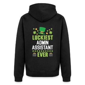 Luckiest Admin Assistant Ever St. Patrick's Day - Unisex Premium Organic Zip Hoodie - black - Back - Nico (187cm)