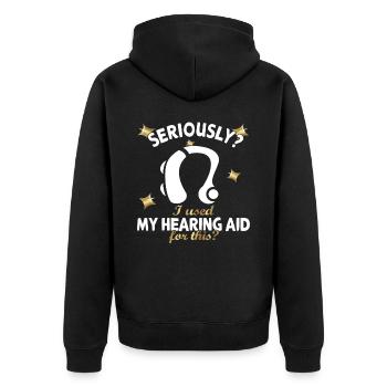 Hearing impaired Deaf childbearing language - Unisex Premium Organic Zip Hoodie - black - Back - Nico (187cm)