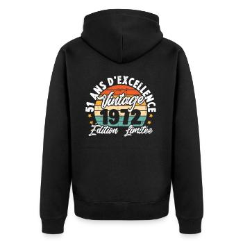 Vintage Cadeau D'anniversaire 51 Ans Vintage 1972 - Veste à capuche bio Premium Unisexe - noir - Dos - Nico (187cm)