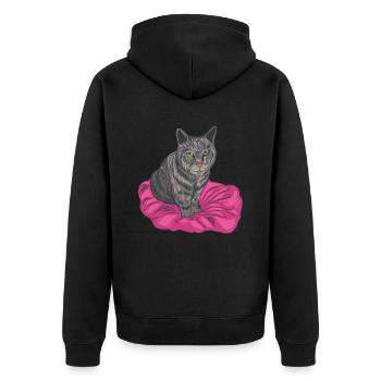 Propriétaire de chat tigre gris - Veste à capuche bio Premium Unisexe - noir - Dos - Nico (187cm)