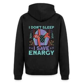 Je ne dors pas J’économise de l’énergie - Veste à capuche bio Premium Unisexe - noir - Dos - Nico (187cm)