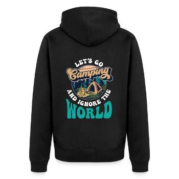 Let's go camping and ignore the world - Unisex Premium Organic Zip Hoodie - black - Back - Nico (187cm)
